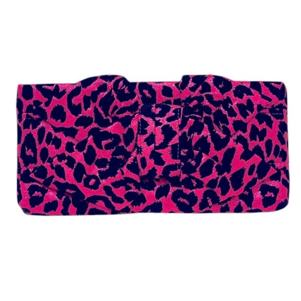 Betsey Johnson Y2K McBling Metallic Pink Cheetah Bow Clutch NEW